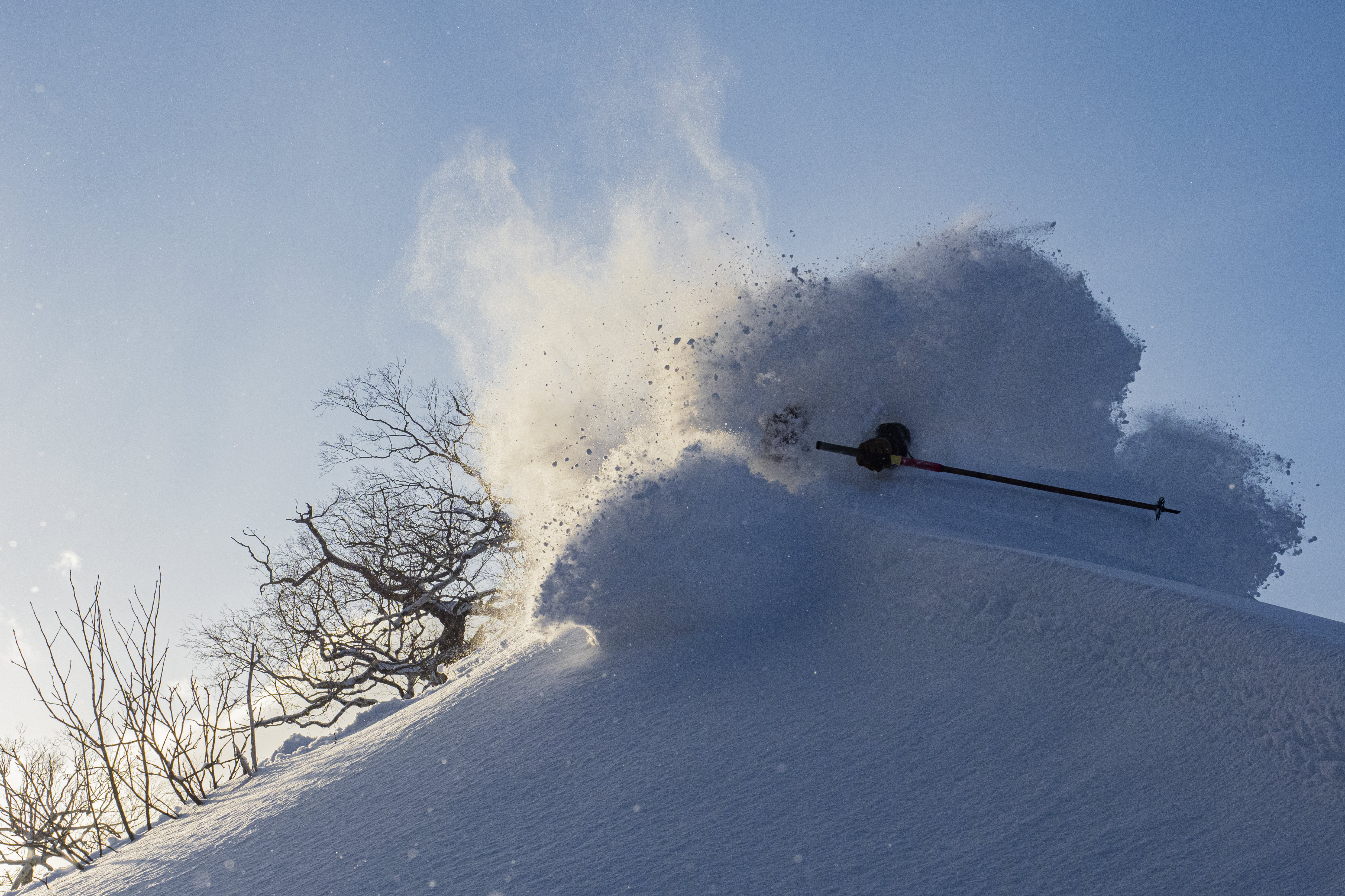 skier in deep powder snow